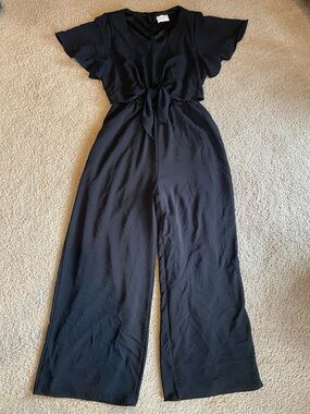 Women's Black Tie-Front Jumpsuit